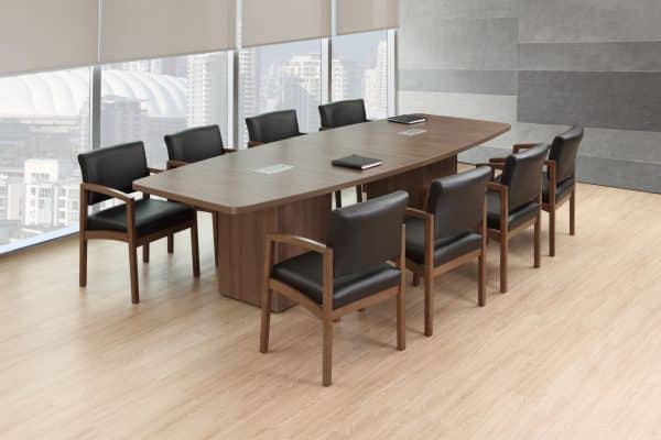 BOAT SHAPED LAMINATE CONFERENCE TABLES WITH CUBE BASES